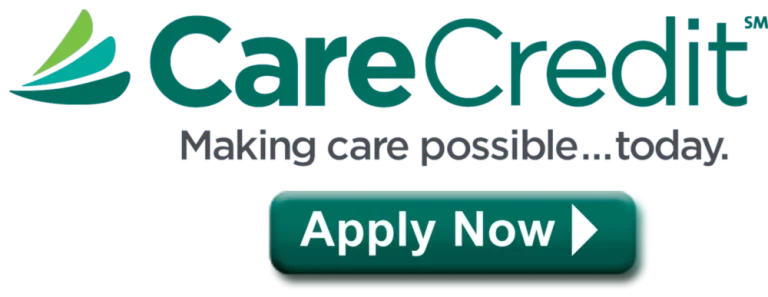 CareCredit Logo with a button that says, apply now.
